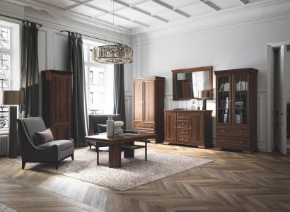 Suite Display case Chest of drawers 4 pcs. Wood Furniture Shelf Living room Wall unit Set Group